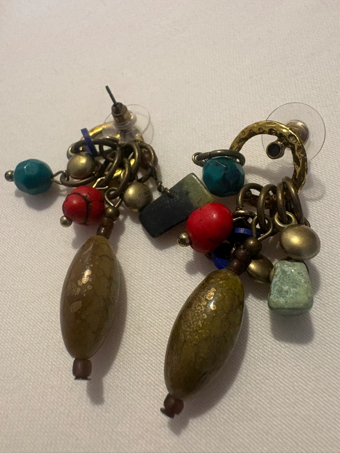 Vintage Dangle Earrings with Beads & Gemstones - photo 3