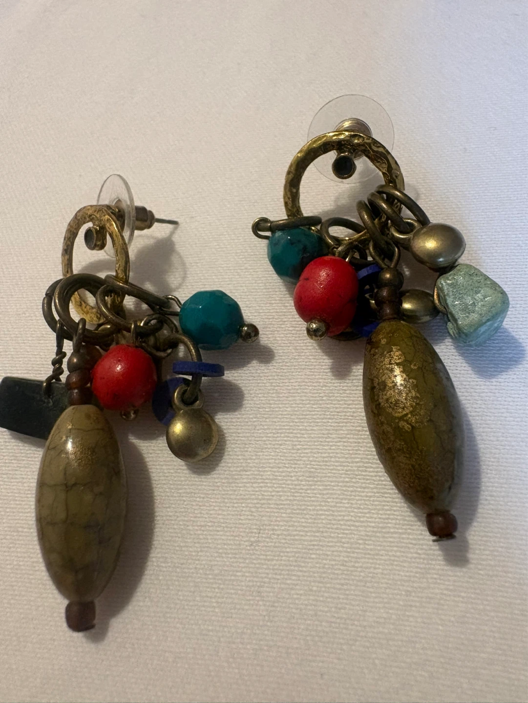 Vintage Dangle Earrings with Beads & Gemstones - photo 2
