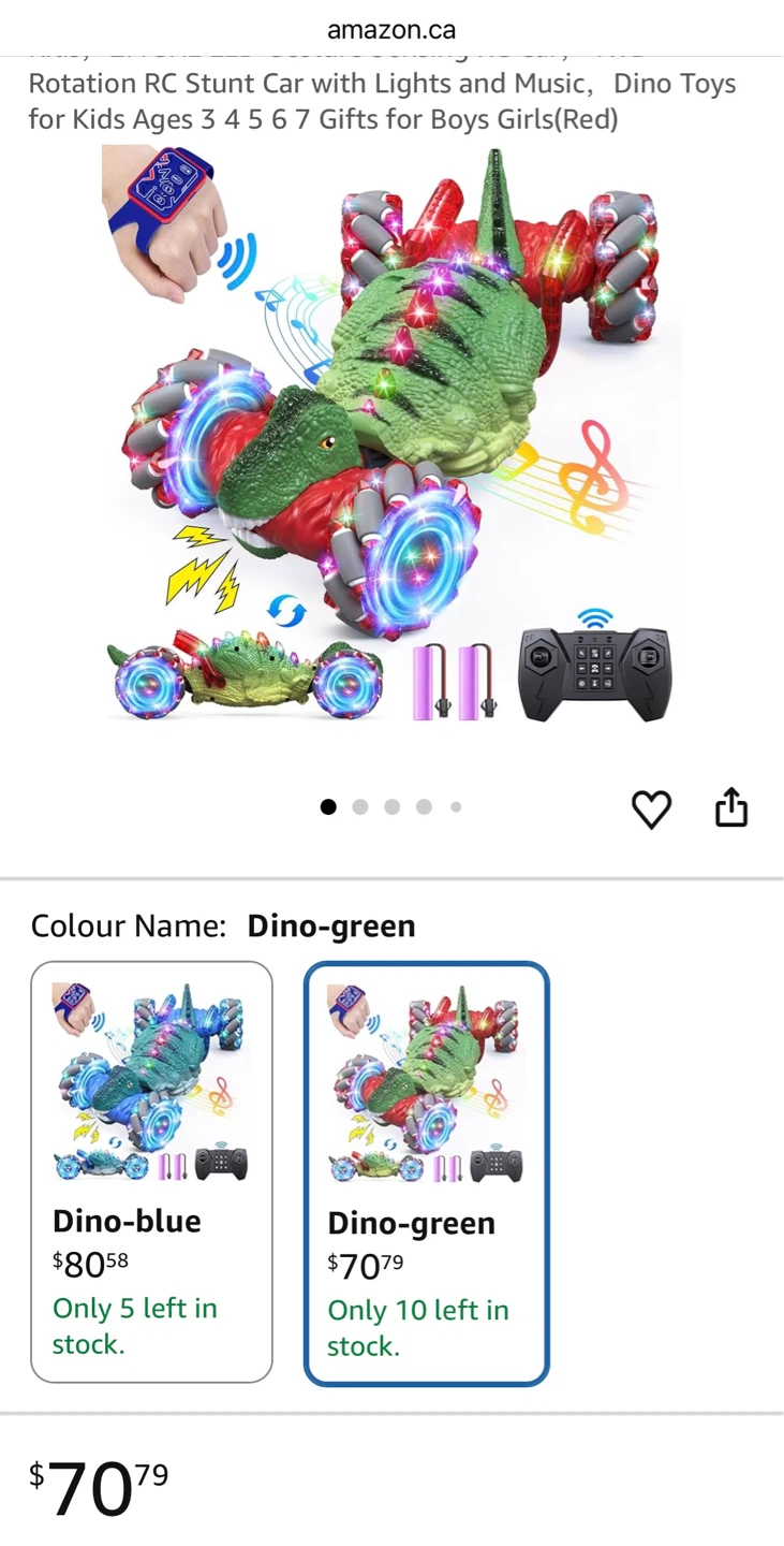 New RC Stunt Car Dinosaur Toy with Remote and Watch Control