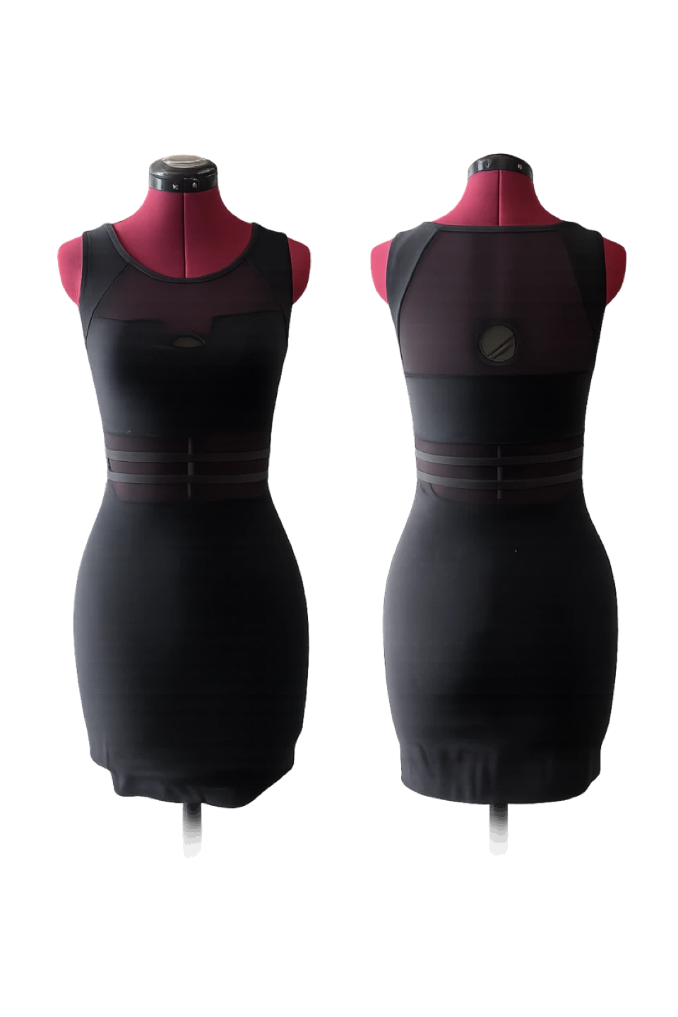 Black Sheer Panel Mini Dress