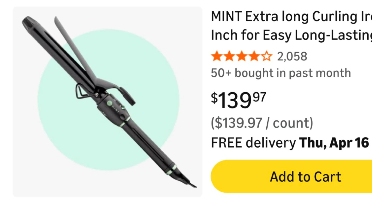 New MINT Extra-Long Barrel Curling Iron 1.25 - photo 3
