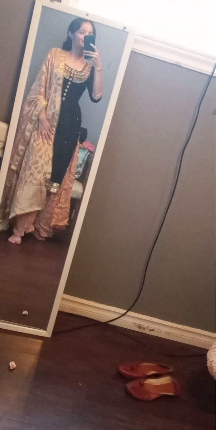 Women's Black and Peach sharara Kameez Set