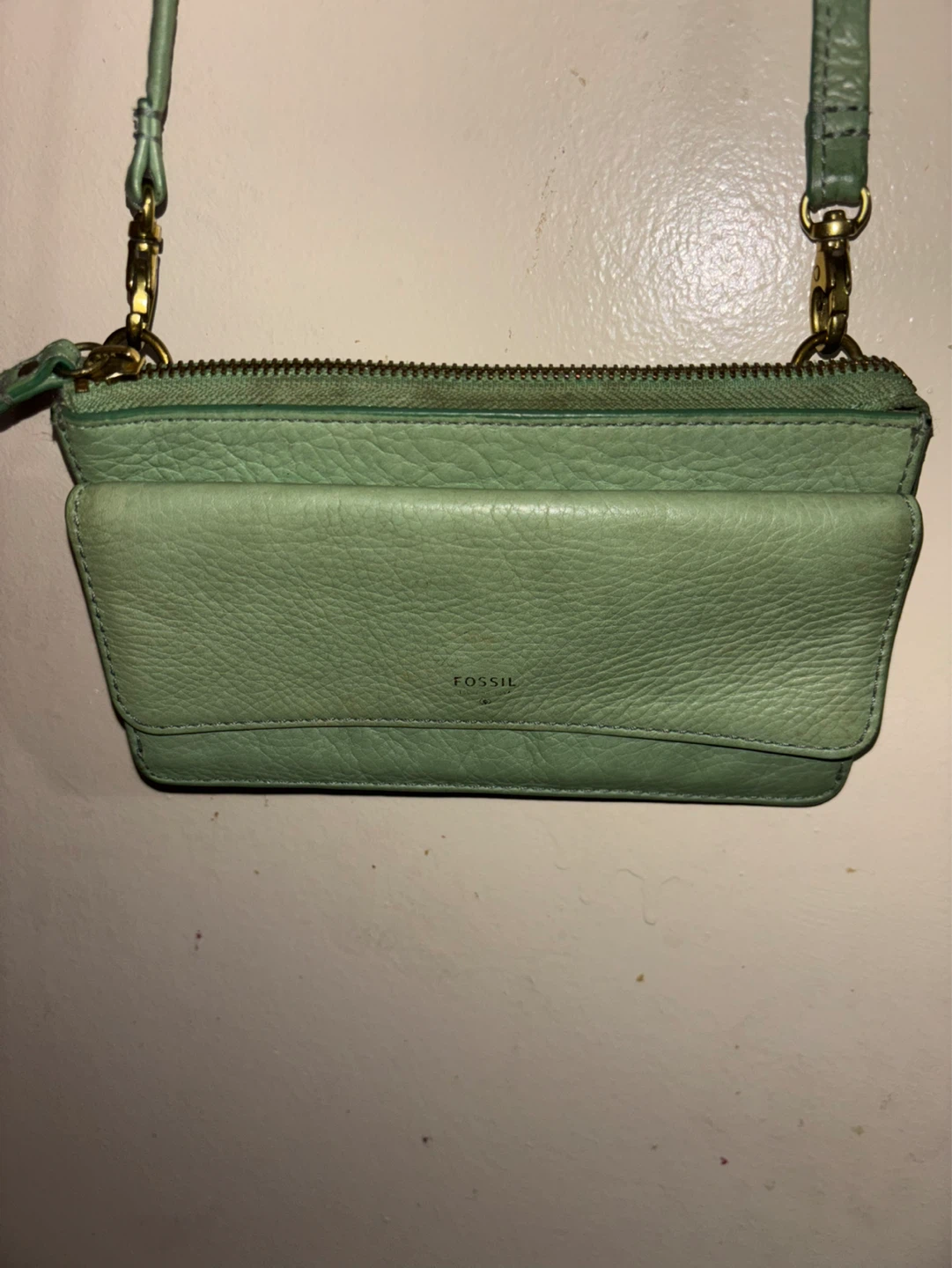 Fossil Green Leather Clutch Wallet