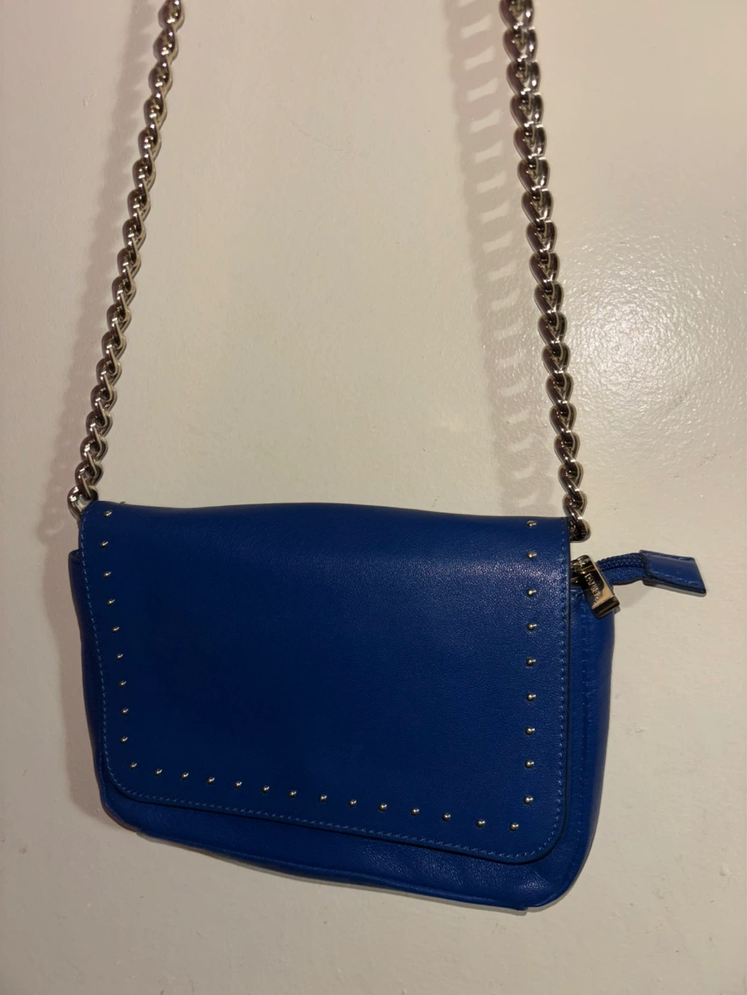 Danier Blue Genuine Leather Crossbody Bag with Studs