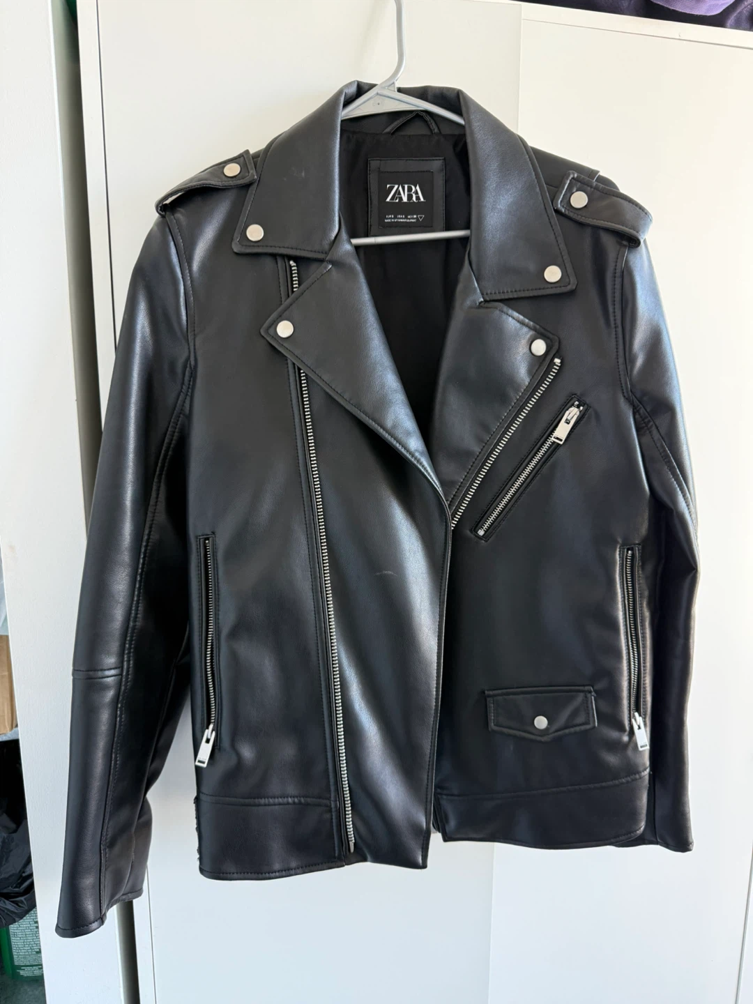 ZARA Faux Leather Moto Jacket - Size Men S