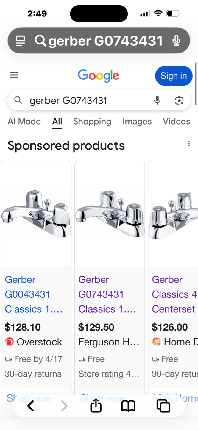 Gerber Classics 1.2 Bathroom Faucet with Pop-Up Drain - Chrome