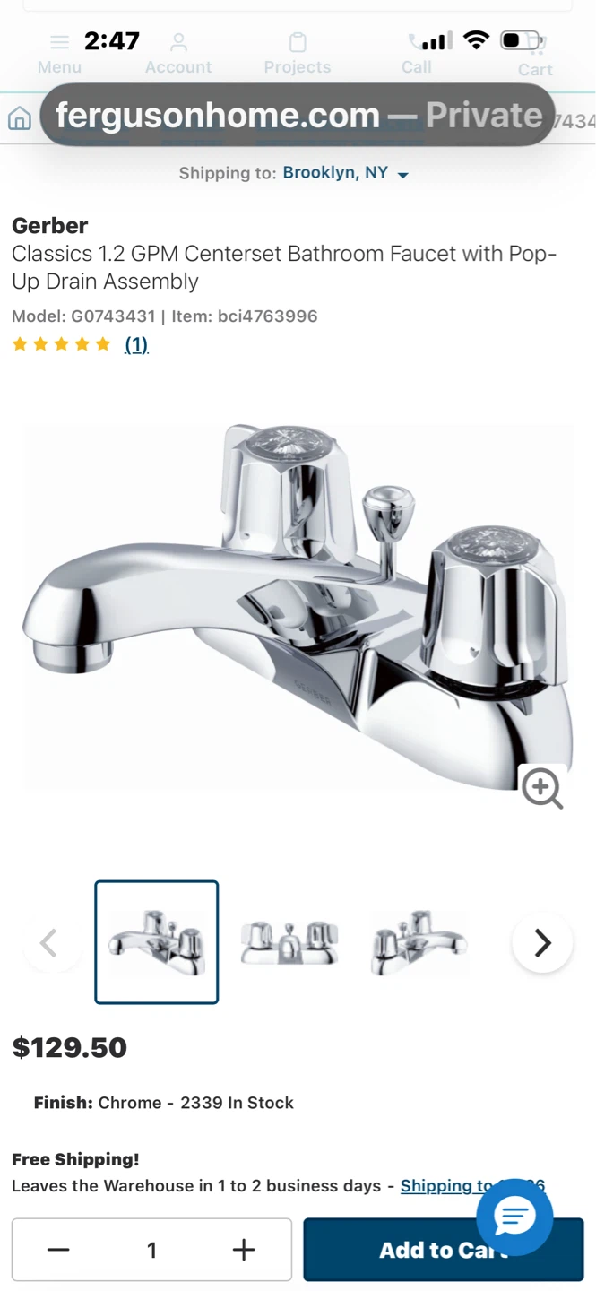Gerber Classics 1.2 Bathroom Faucet with Pop-Up Drain - Chrome - photo 4