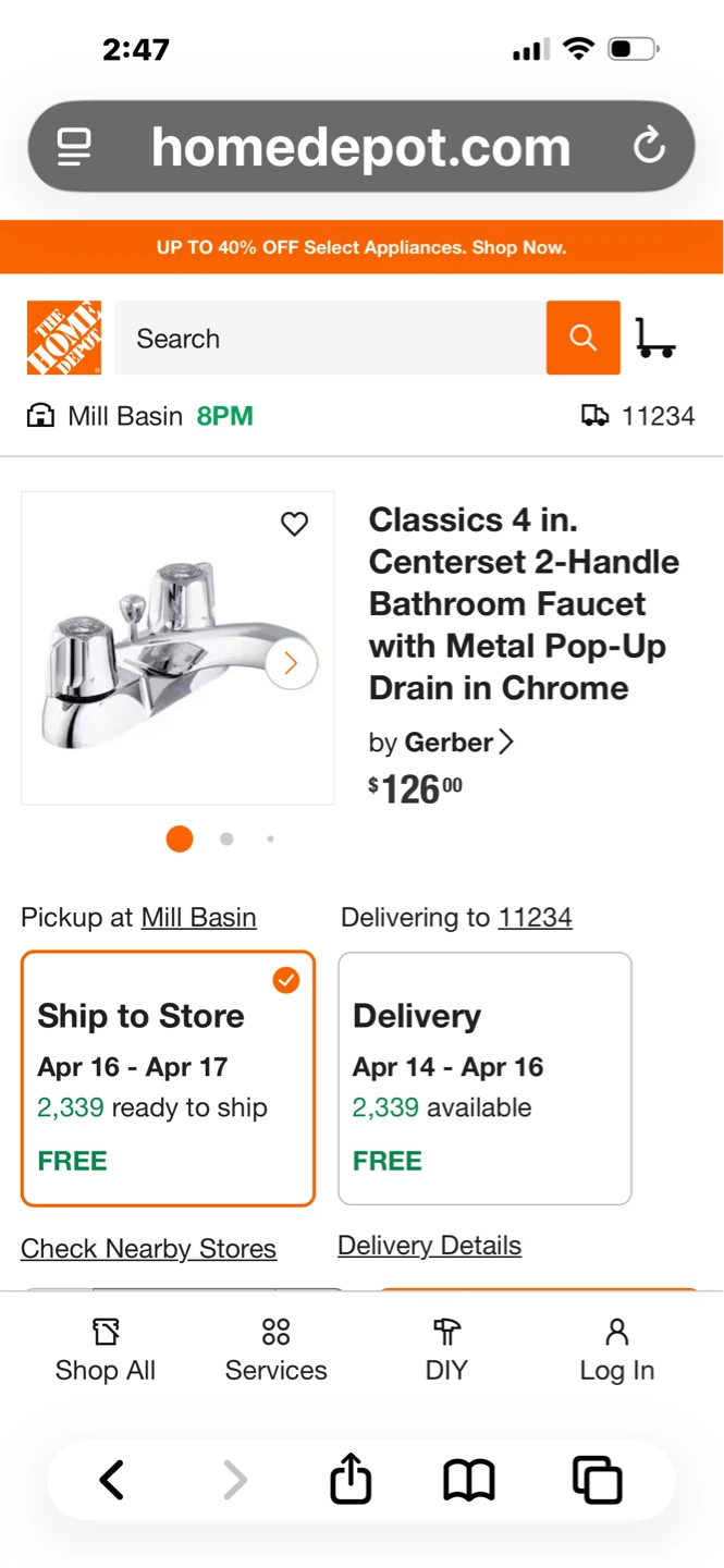 Gerber Classics 1.2 Bathroom Faucet with Pop-Up Drain - Chrome - photo 2