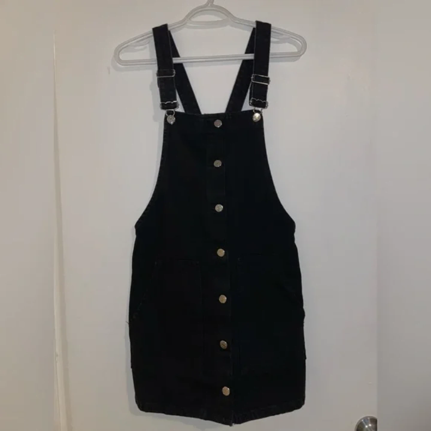 Zara Black Denim Pinafore Dress