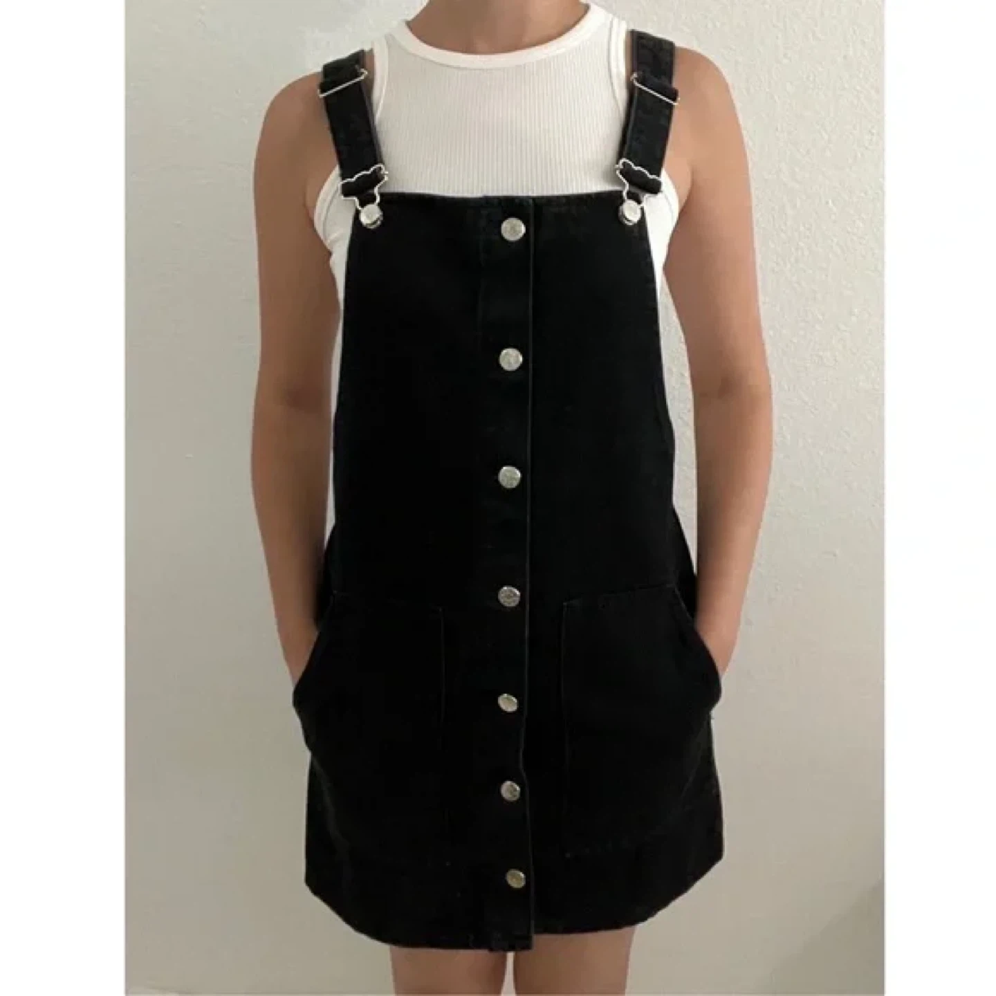 Zara Black Denim Pinafore Dress - photo 3