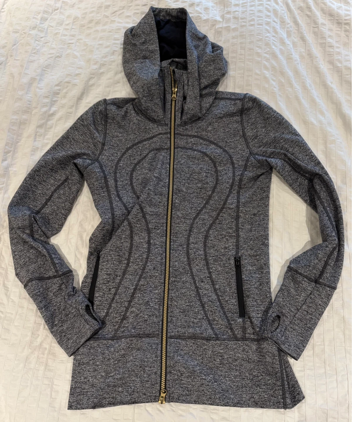 Lululemon Grey Heathered Hooded Jacket Size 6 - photo 2