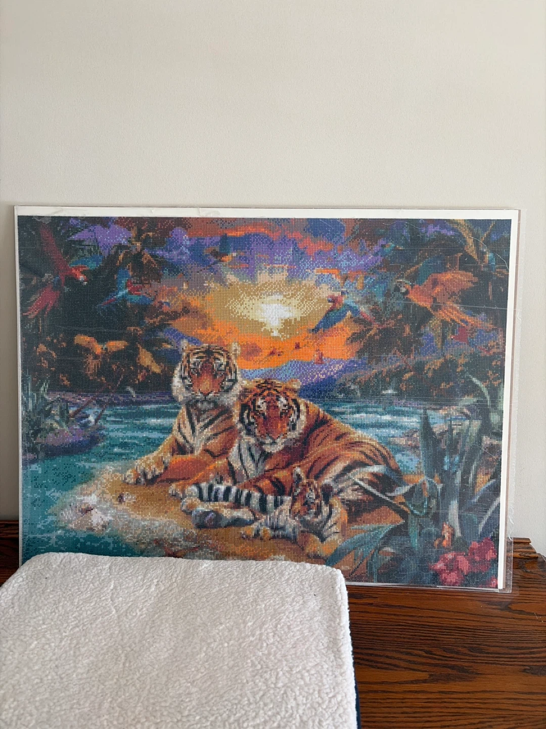 Diamond Painting Kit - Tiger Family Sunset Scene