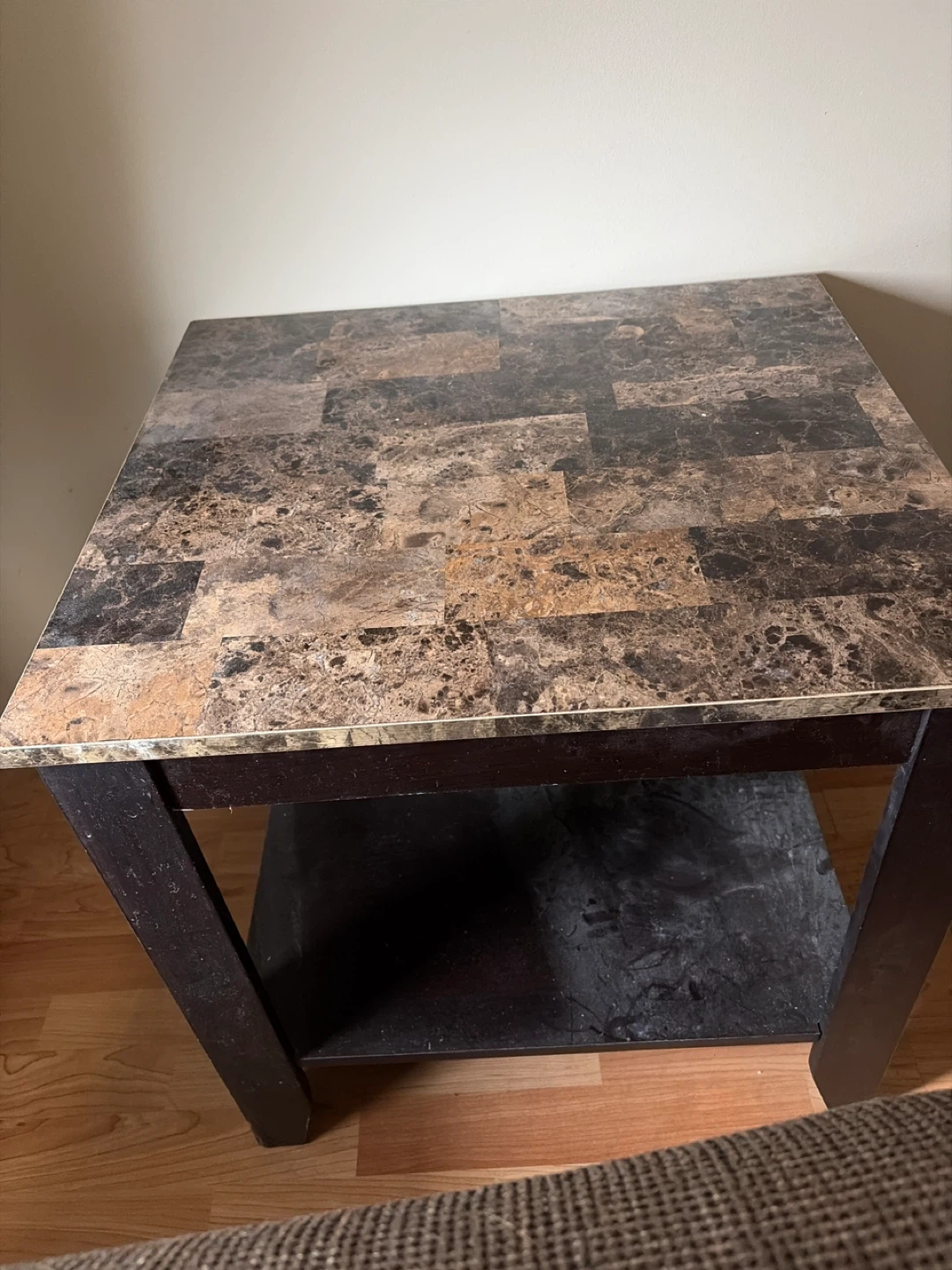 End Table with Faux Marble Top