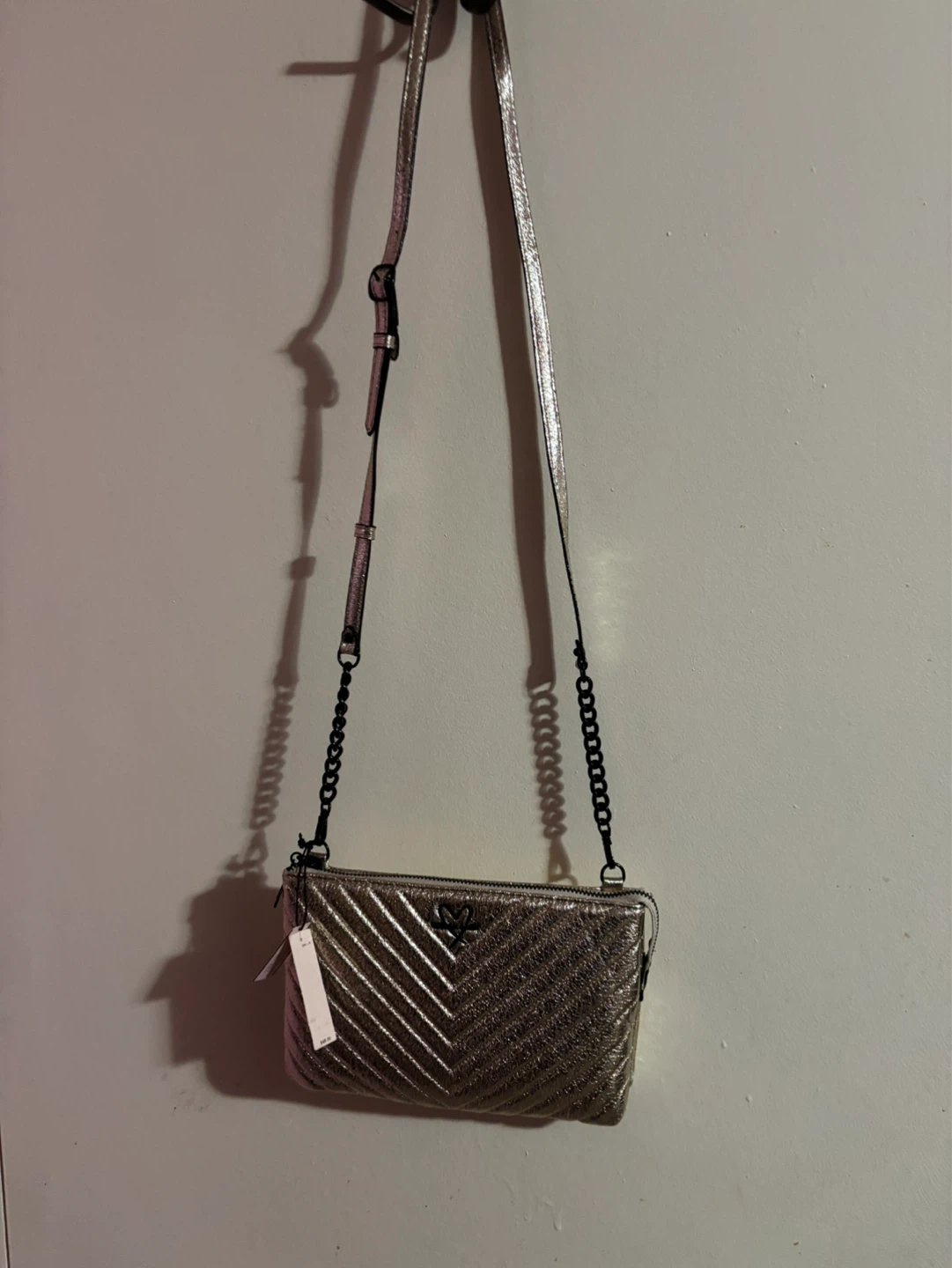 Victoria's Secret Gold Chevron Crossbody Bag