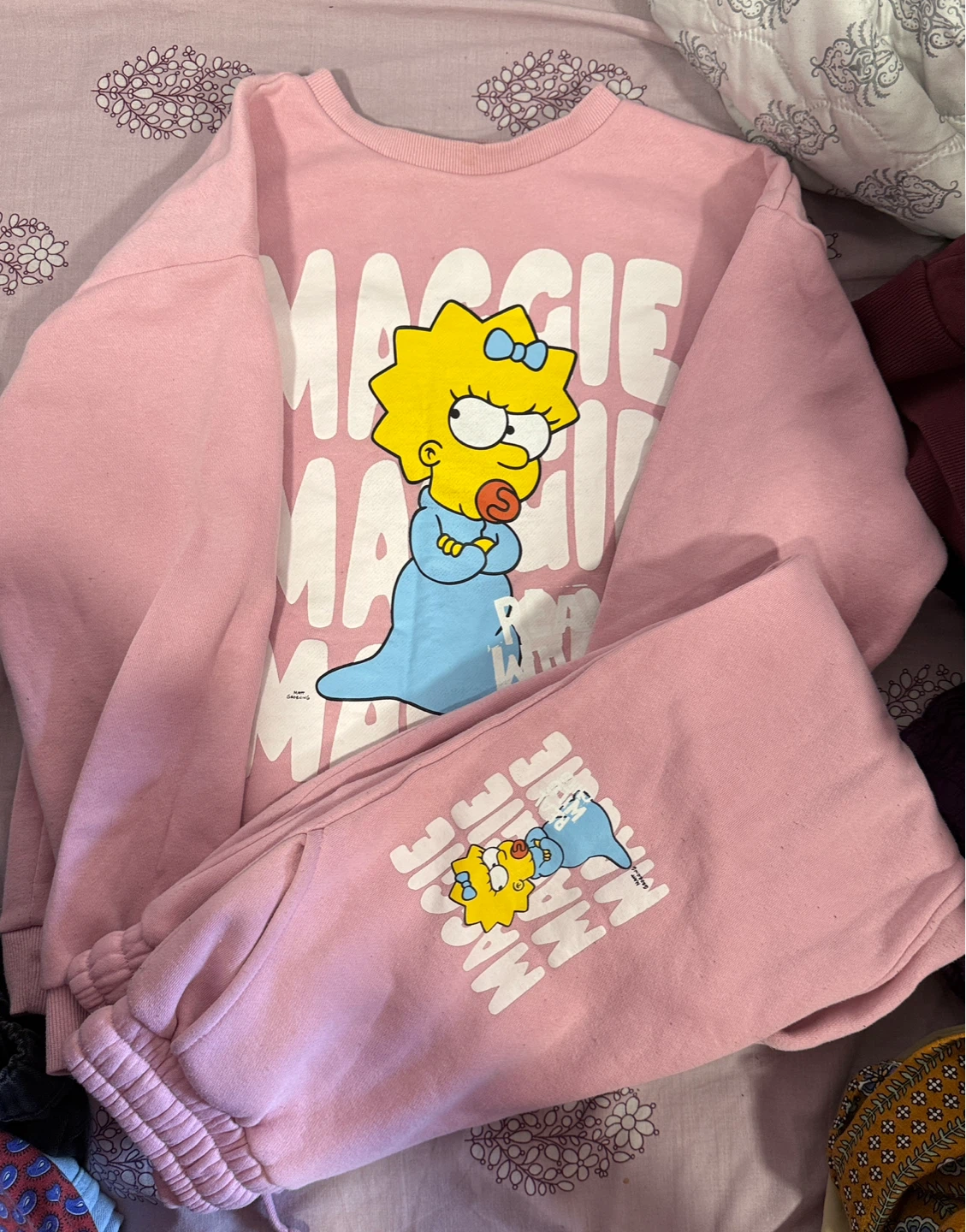 Pink The Simpsons Maggie Sweatshirt and Pants Set