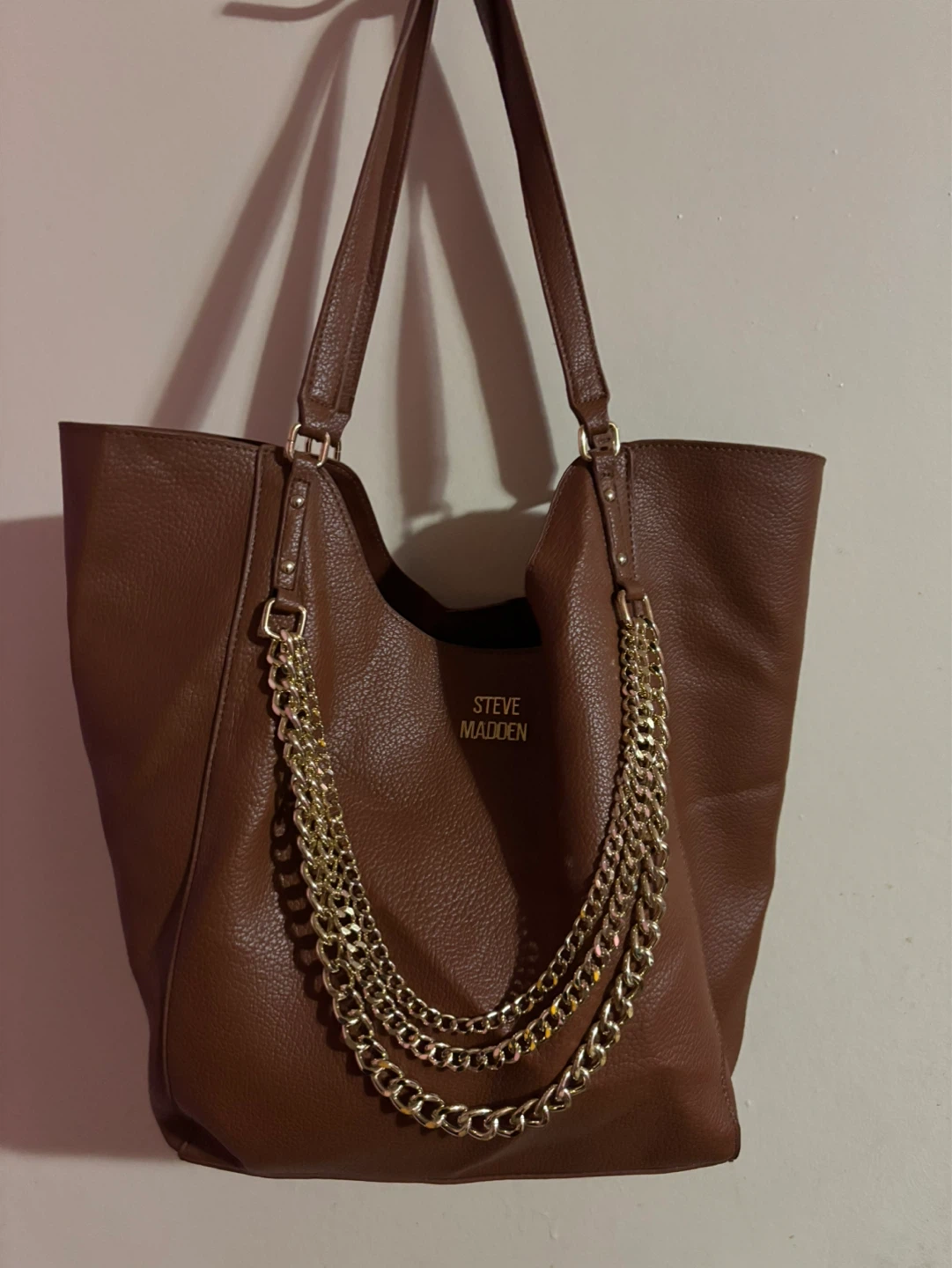 Steve Madden Brown  Tote Bag with Gold Chain