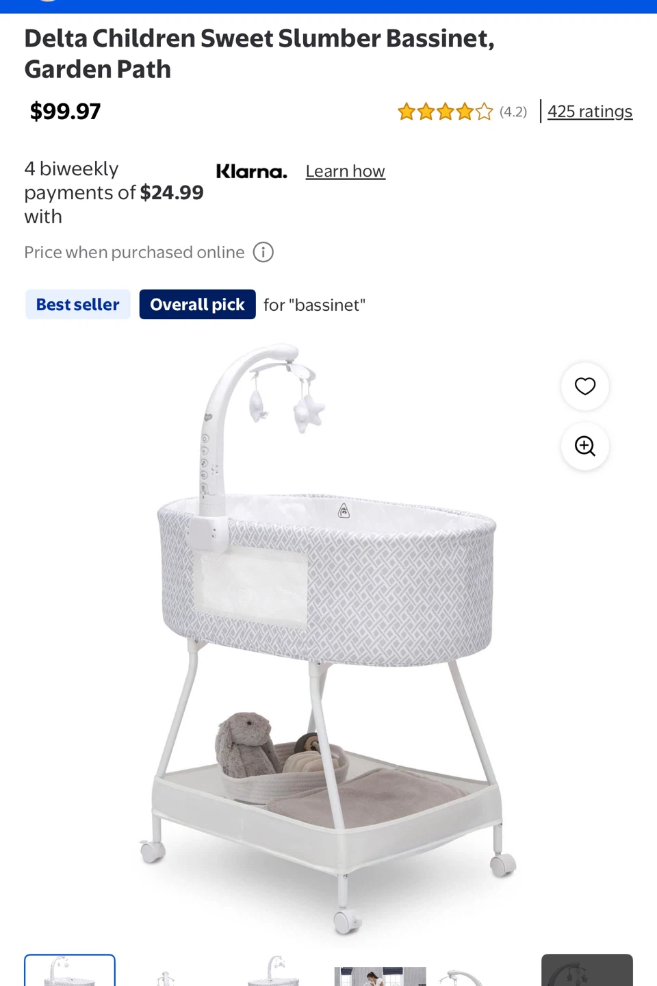 Delta Children Sweet Slumber Bassinet - Garden Path