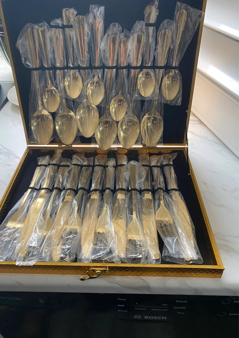 Gold Cutlery Set in Carrying Case
