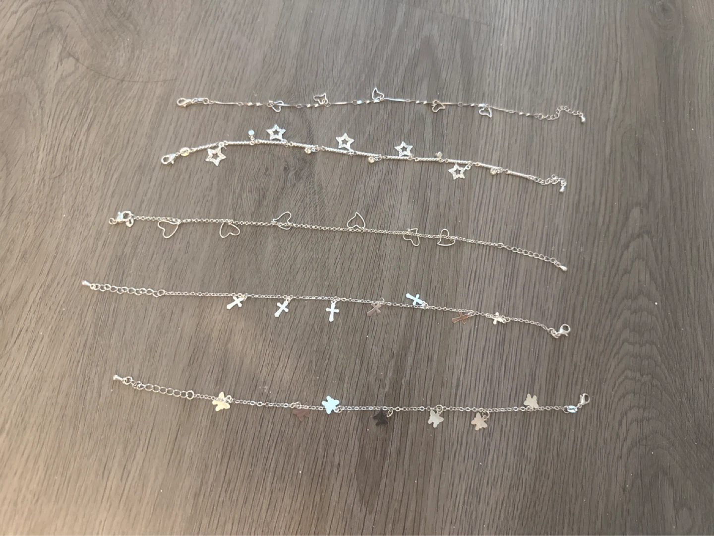 Set of 5 Charm Anklets