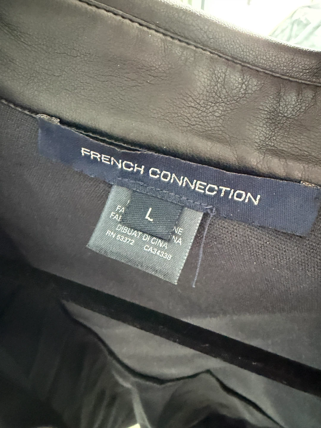 French Connection Black Faux Leather Shirt - Size L - photo 4