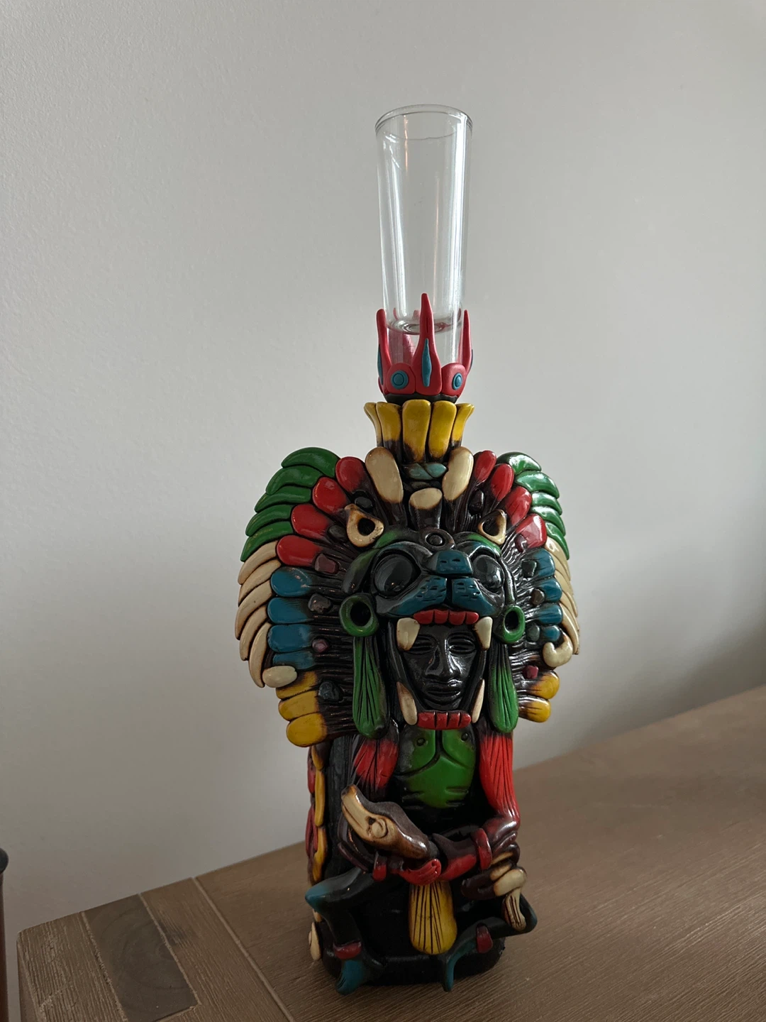 Decorative Aztec Warrior Bottle with Shot Glass