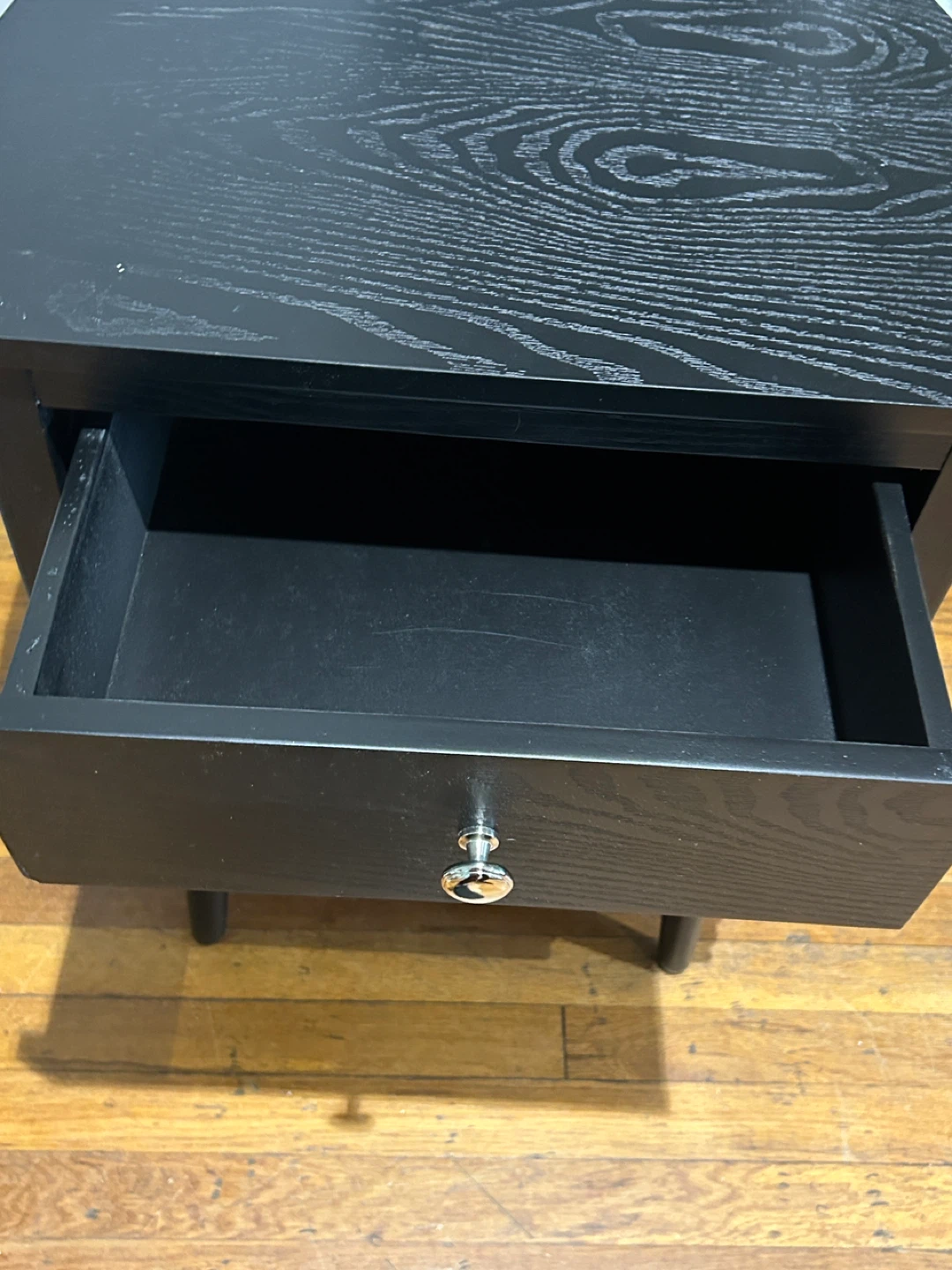 Black Nightstand with Drawer and Shelf - photo 4