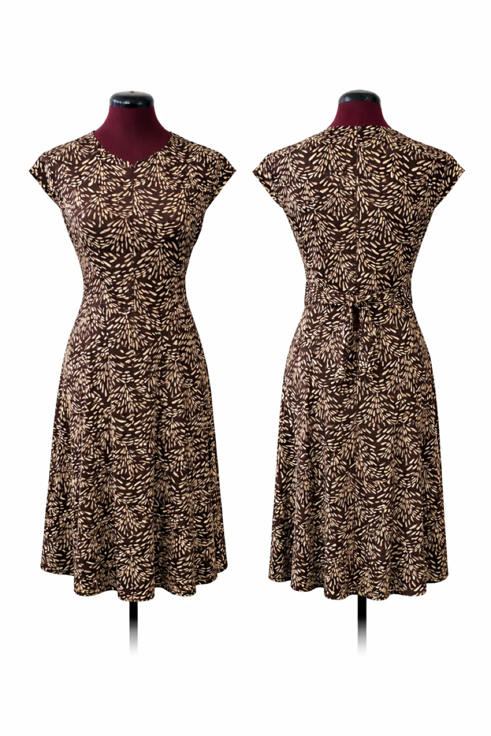 Brown Floral Print Midi Dress