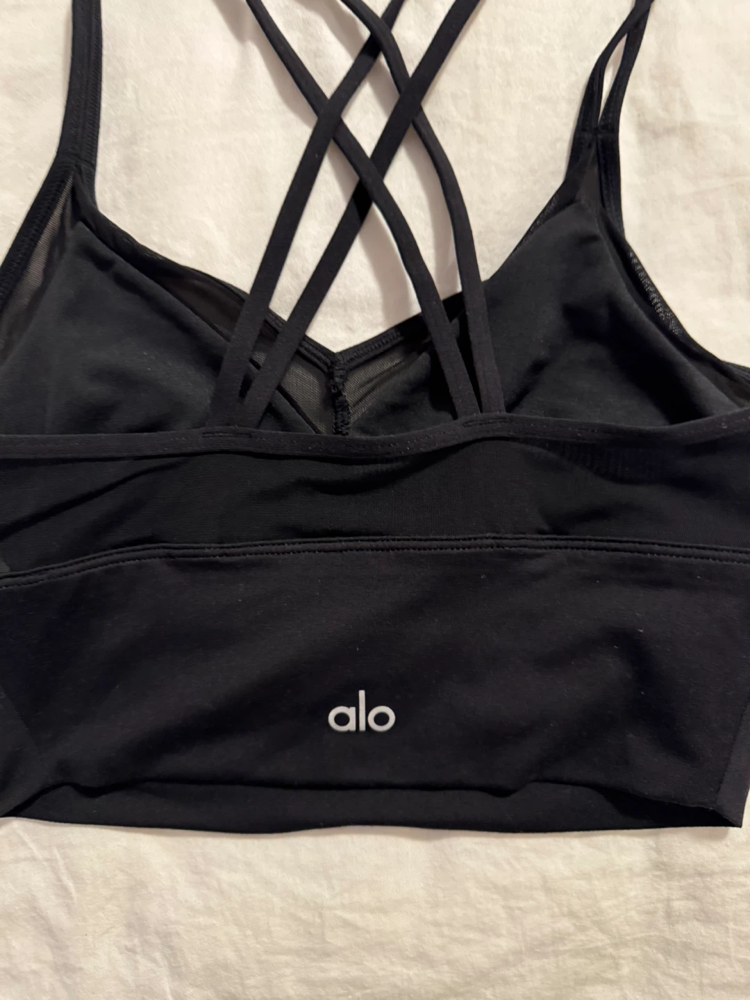Brand New Alo Yoga Black Mesh Sports Bra Size S