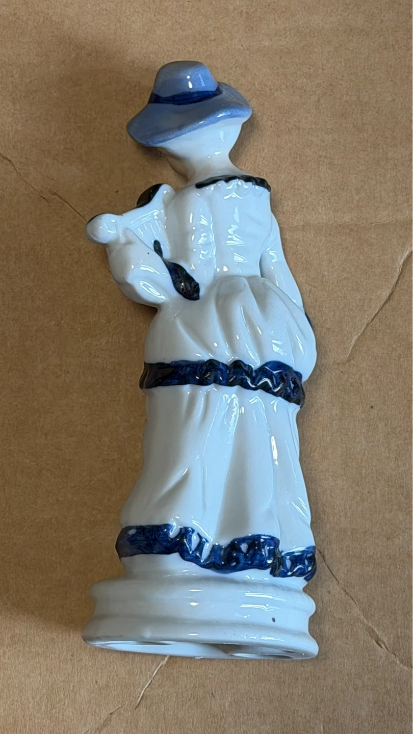 Vintage Ceramic Lady Figurine Blue and White - photo 2