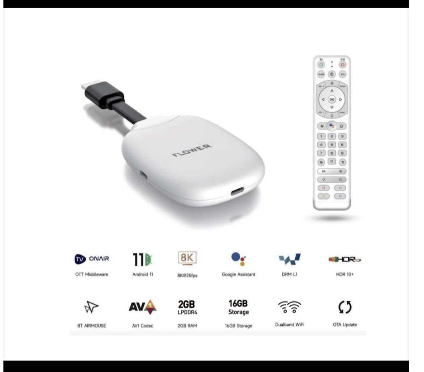Flower 8K Streaming Dongle with Remote - photo 3
