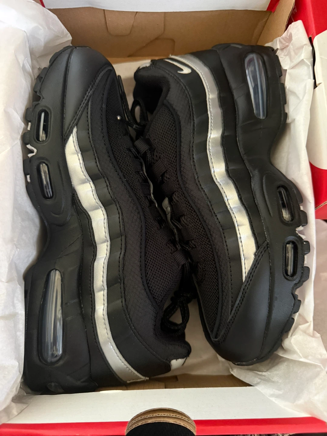 Nike Air Max 95 Black Silver Running Shoes - photo 3