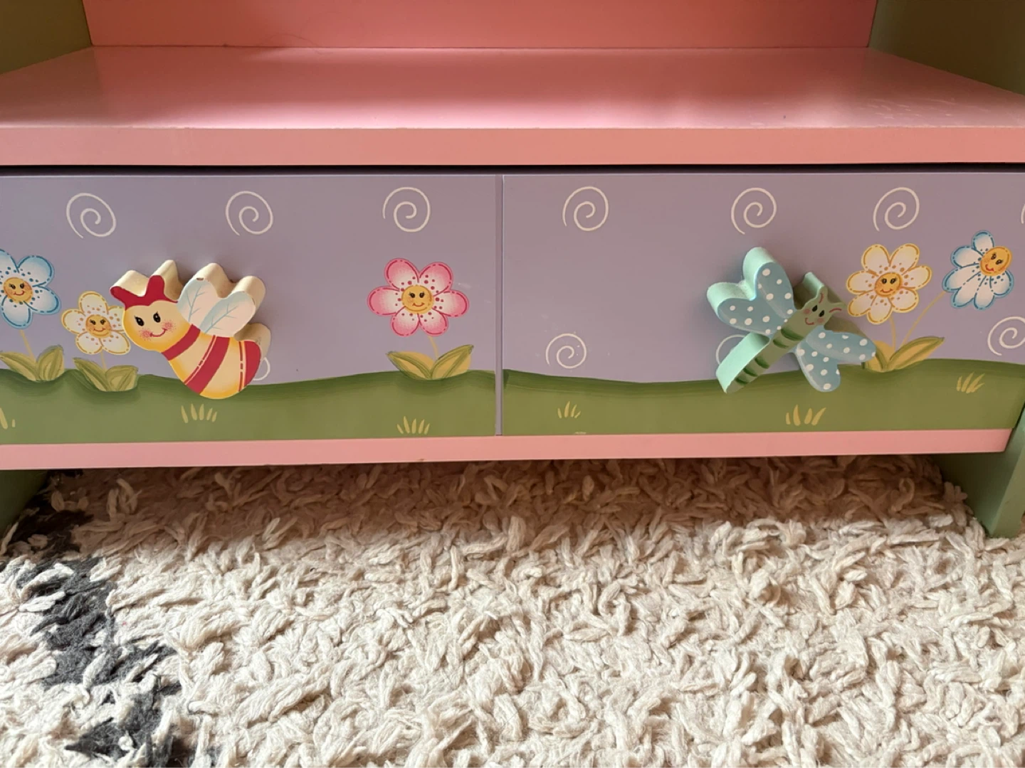 Kids' Wooden Shelf with Frogs, Butterflies, and Flowers - photo 3