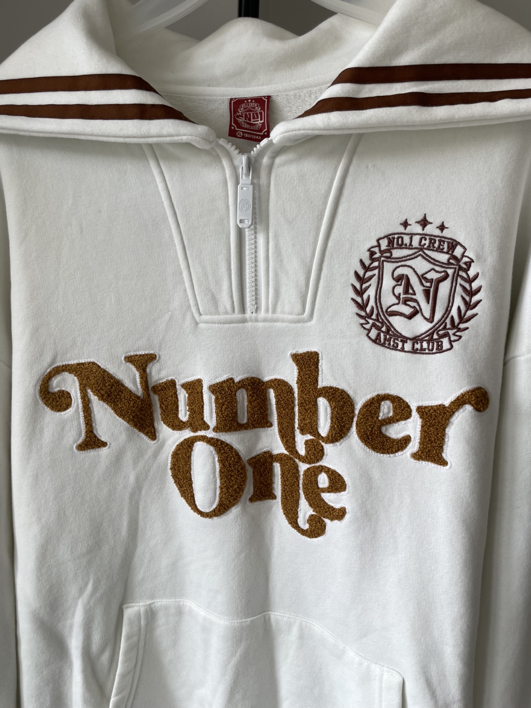 XL White "Number One" 1/4 Zip Sweatshirt - Detective Academy - photo 2