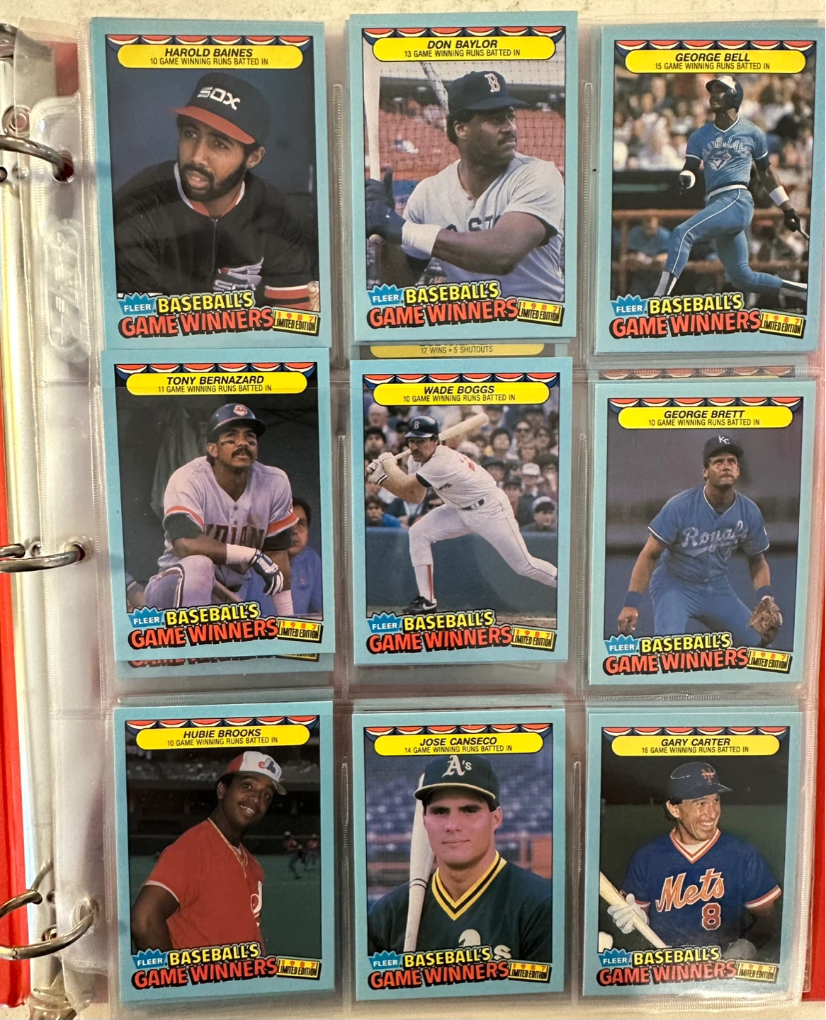 1987 Fleer Baseball Game Winners Limited Edition Set
