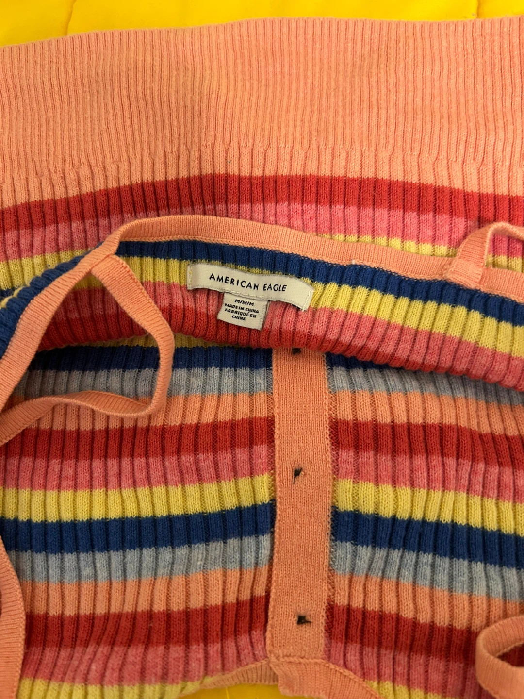 American Eagle Rainbow Striped Button-Up Tank Top - Medium - photo 3