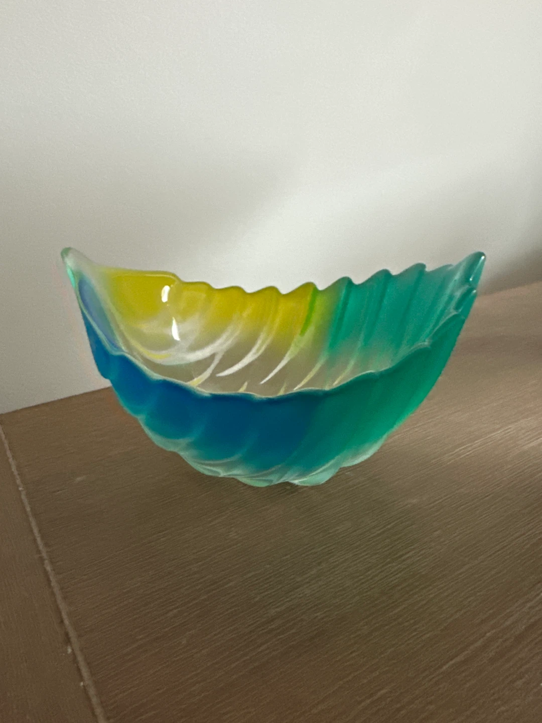 Glass Leaf Bowl - Blue, Green, Yellow Ombre - photo 4
