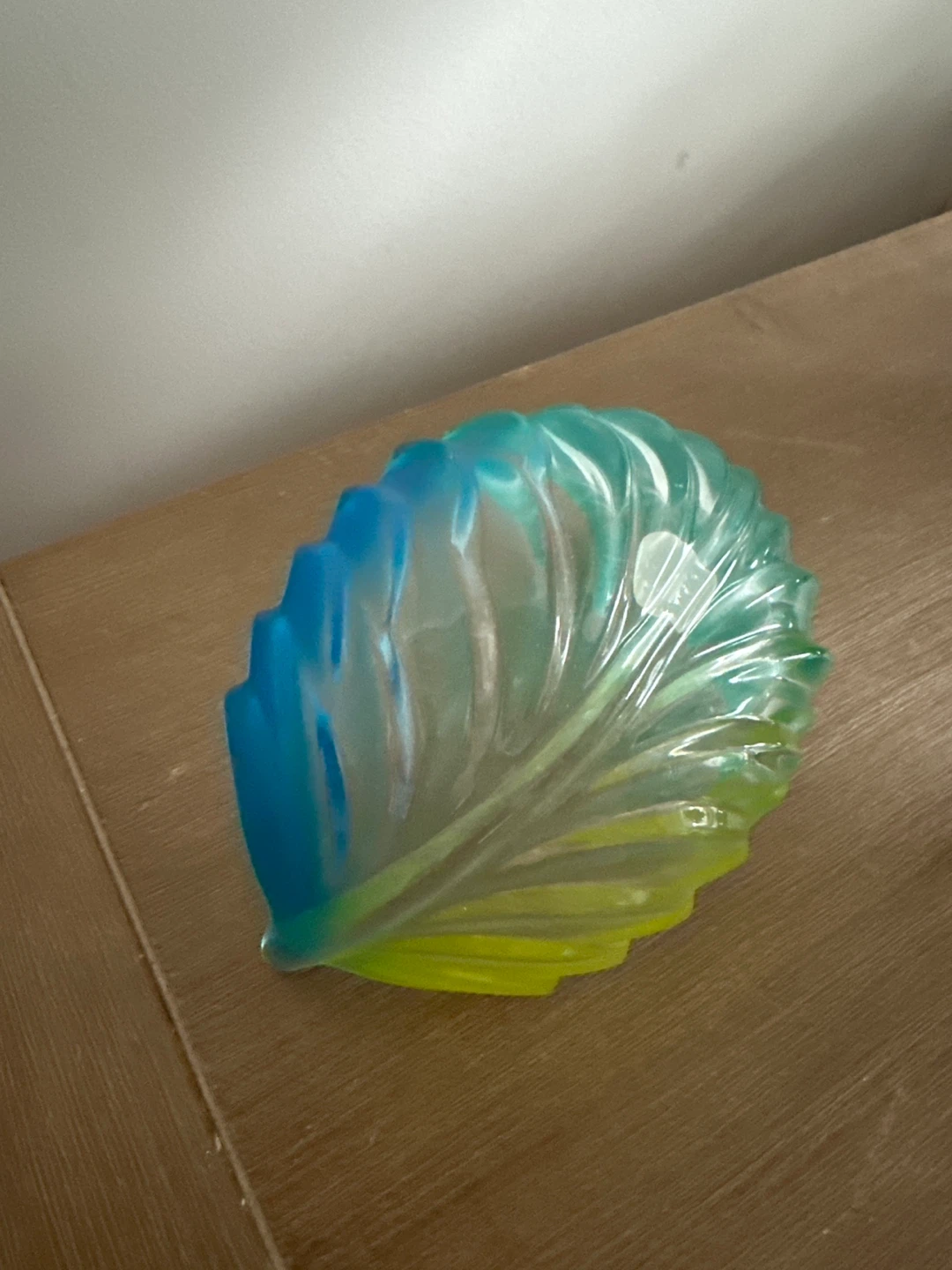 Glass Leaf Bowl - Blue, Green, Yellow Ombre - photo 3