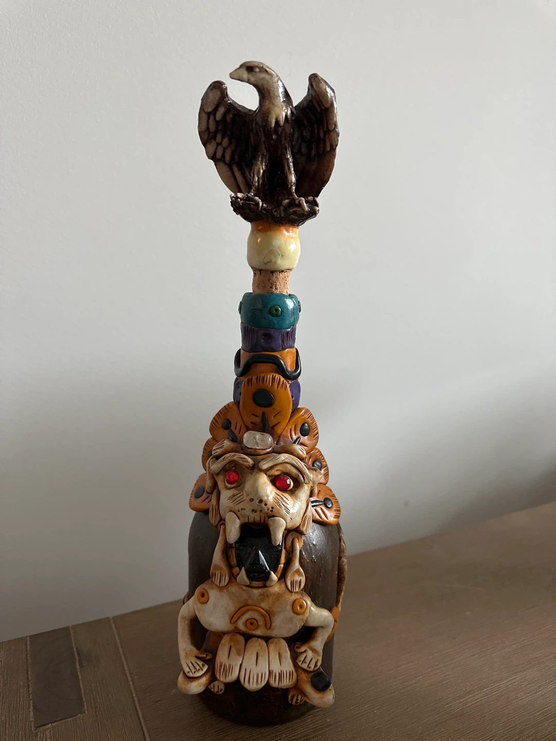 Decorative Ceramic Bottle with Eagle Topper