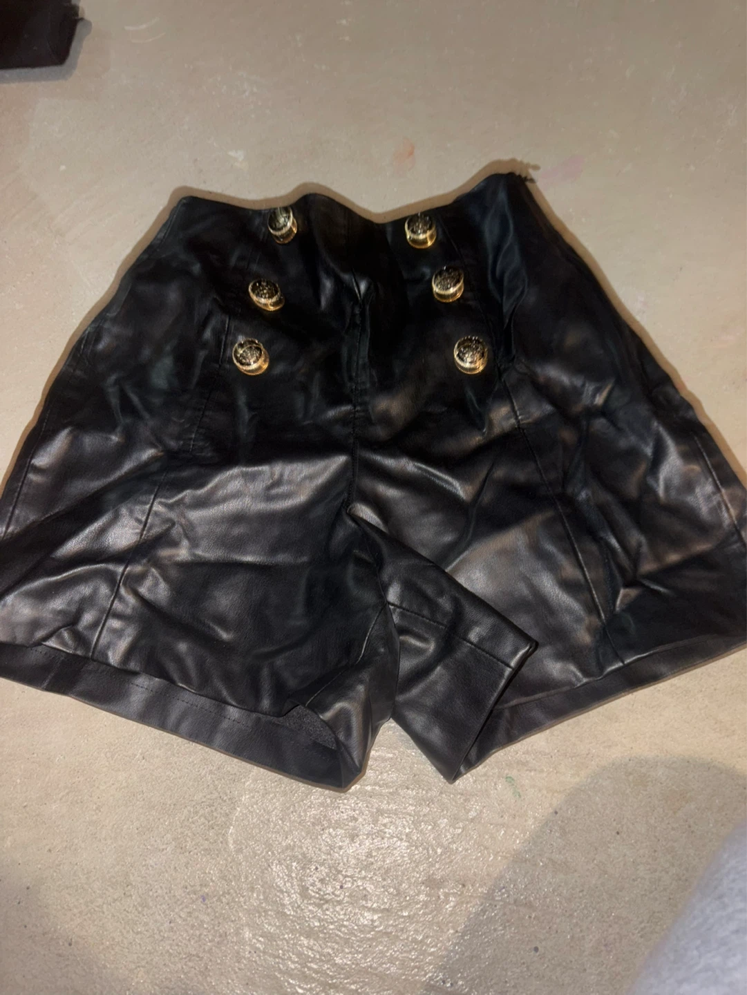 Zara Faux Leather Button Shorts