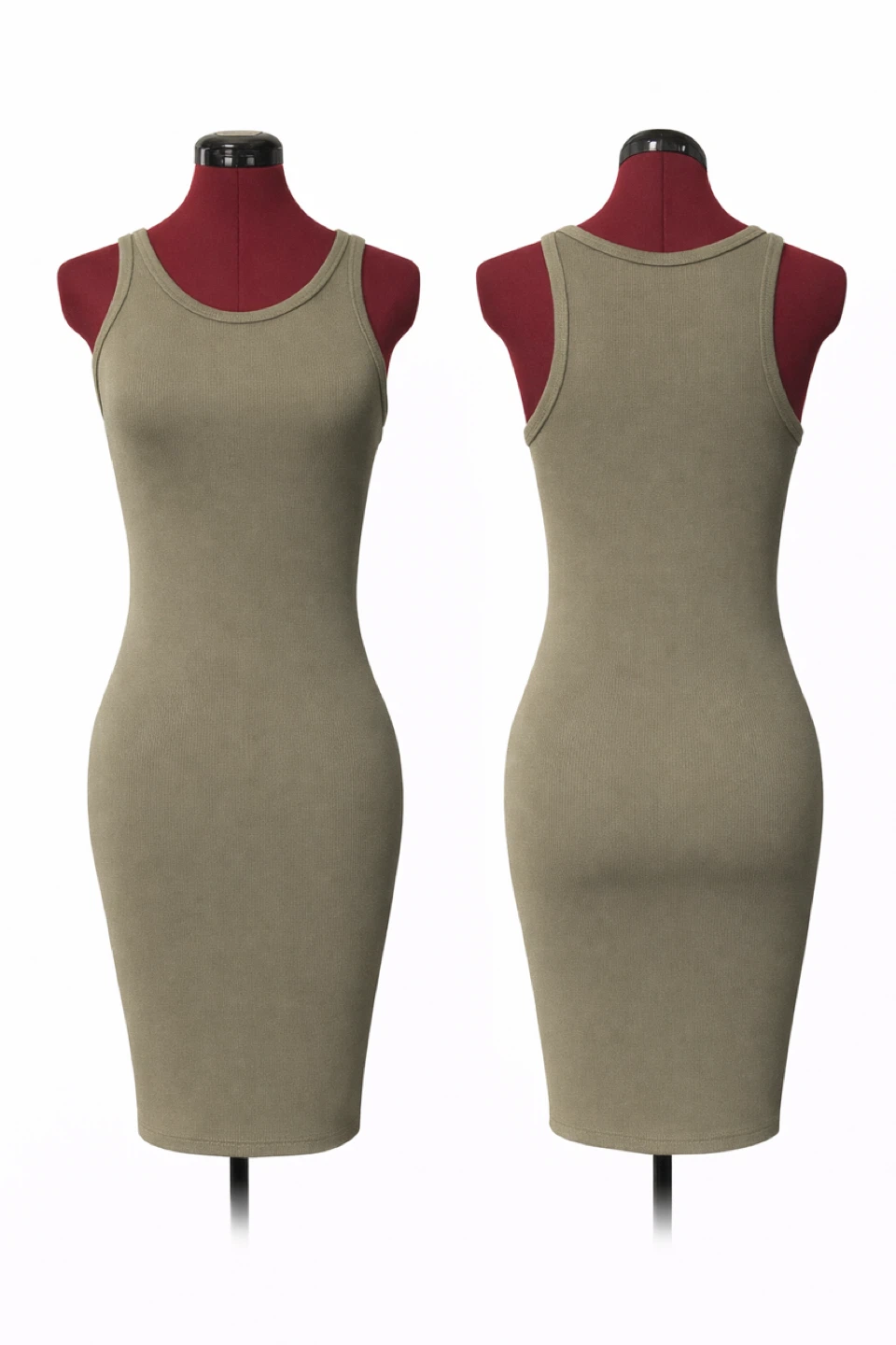 Green Ribbed Tank Dress