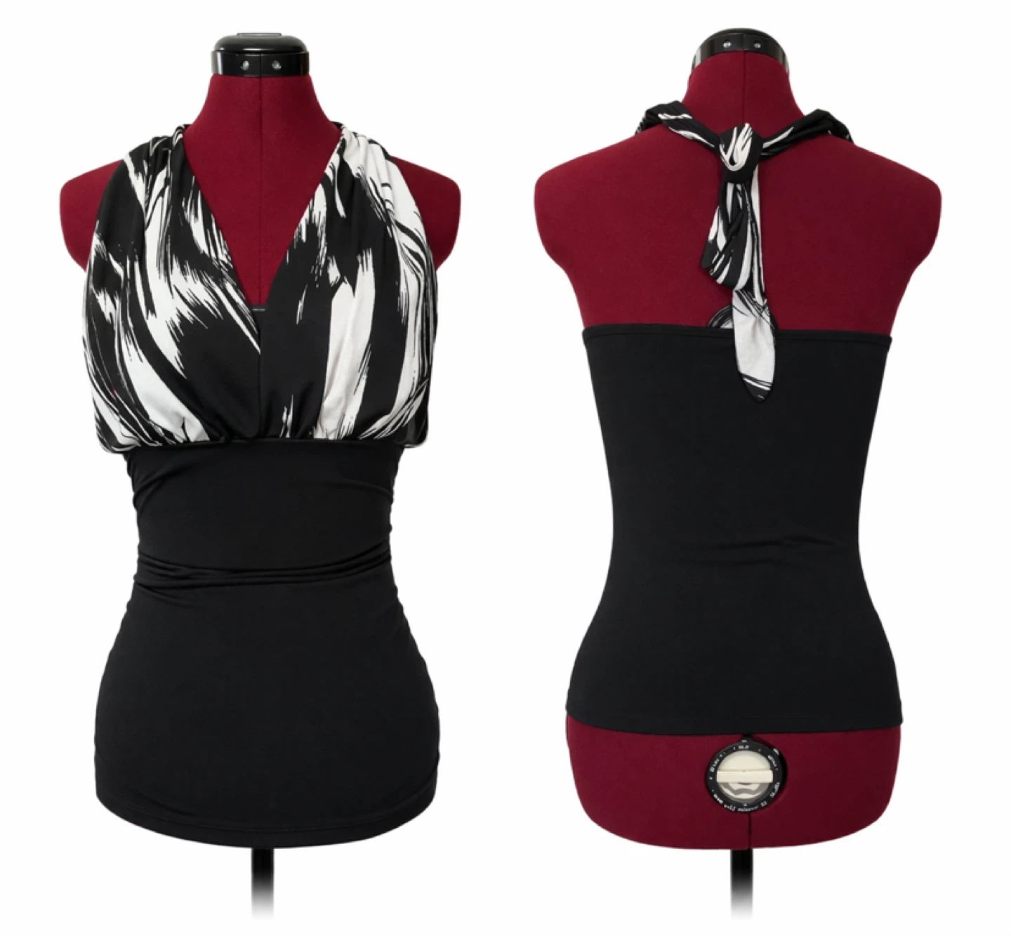 Women's Black & White Halter Neck Top