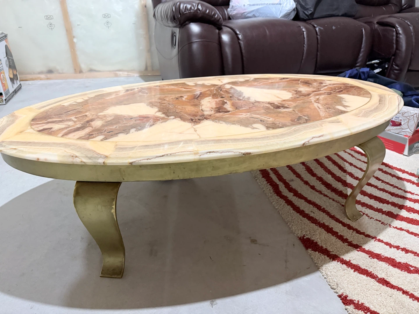 Oval Coffee Table with Marble Top