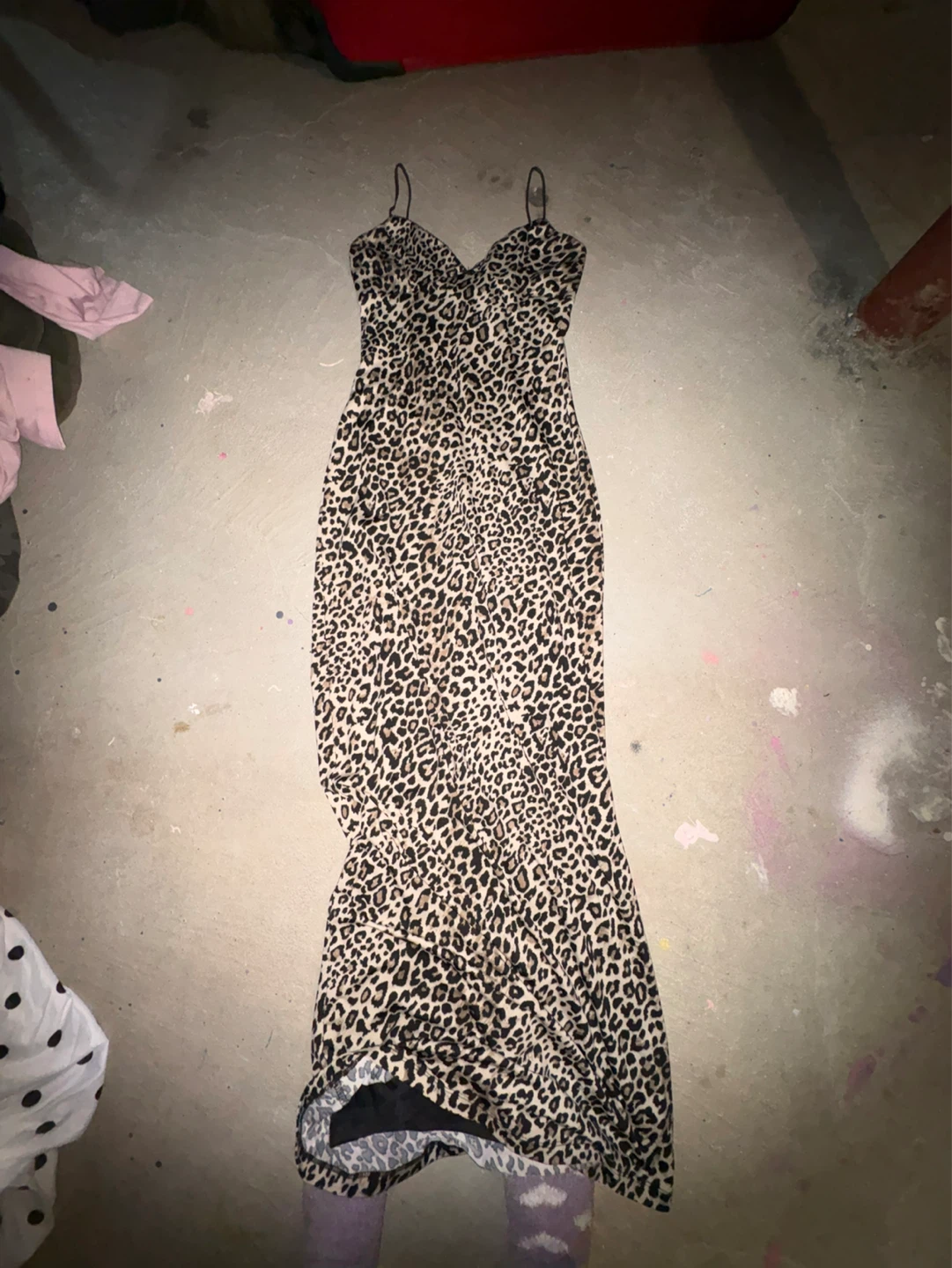 Leopard Print Maxi Dress with Spaghetti Straps