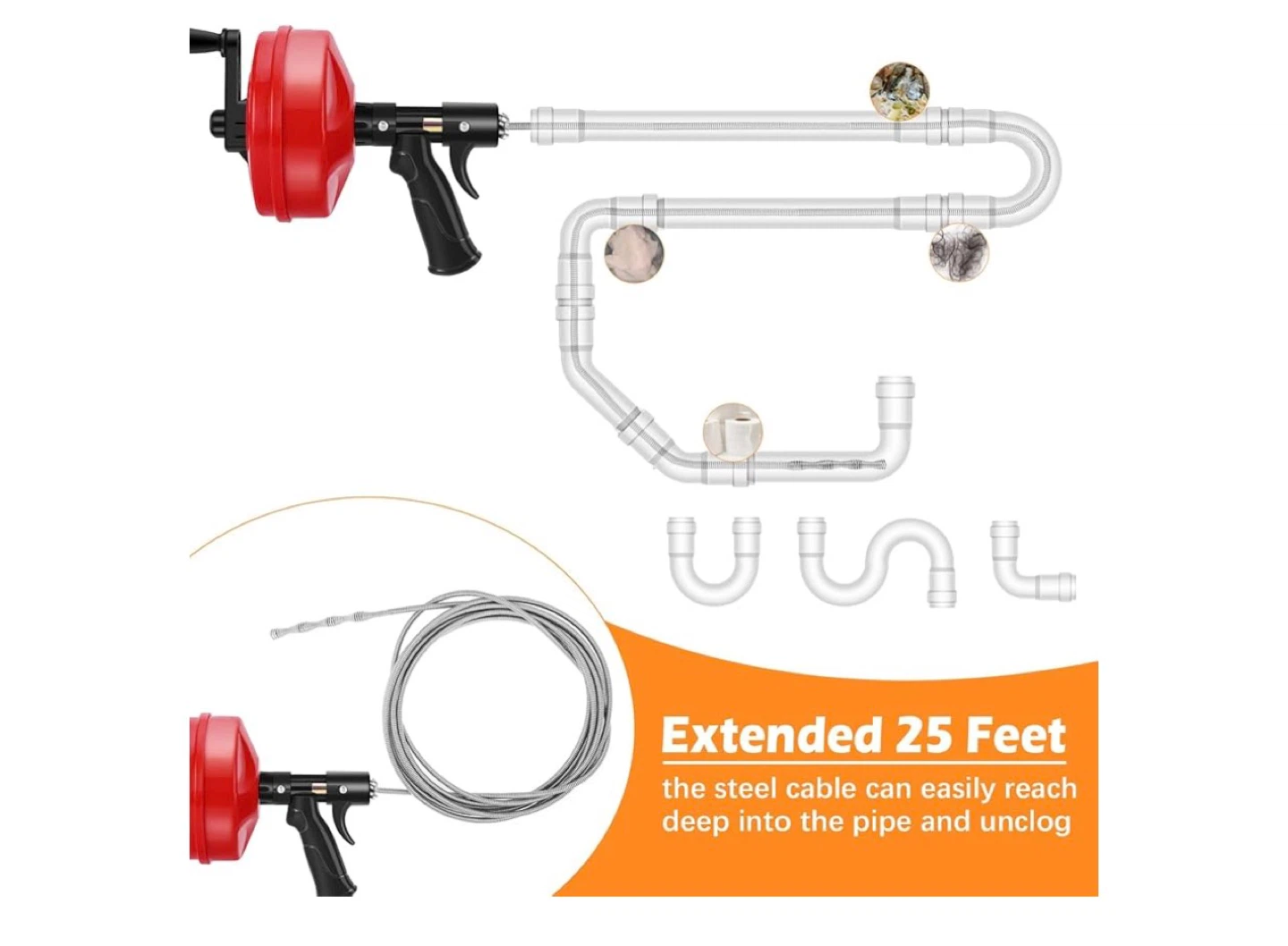 XFIRE - GEAR Drain Auger Pipe Cleaner 25ft Cable - photo 4