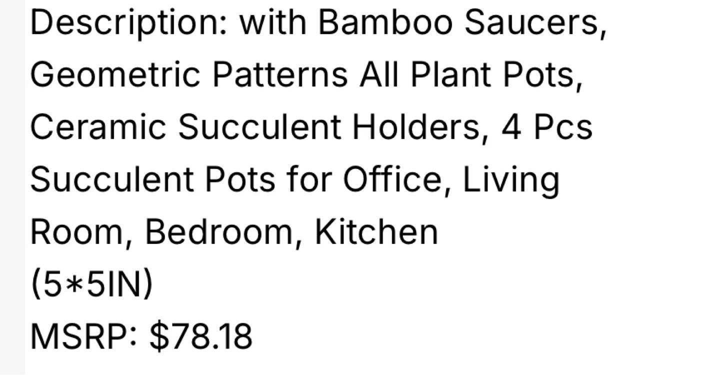 Set of 4 Ceramic Succulent Pots with Bamboo Saucers - photo 4