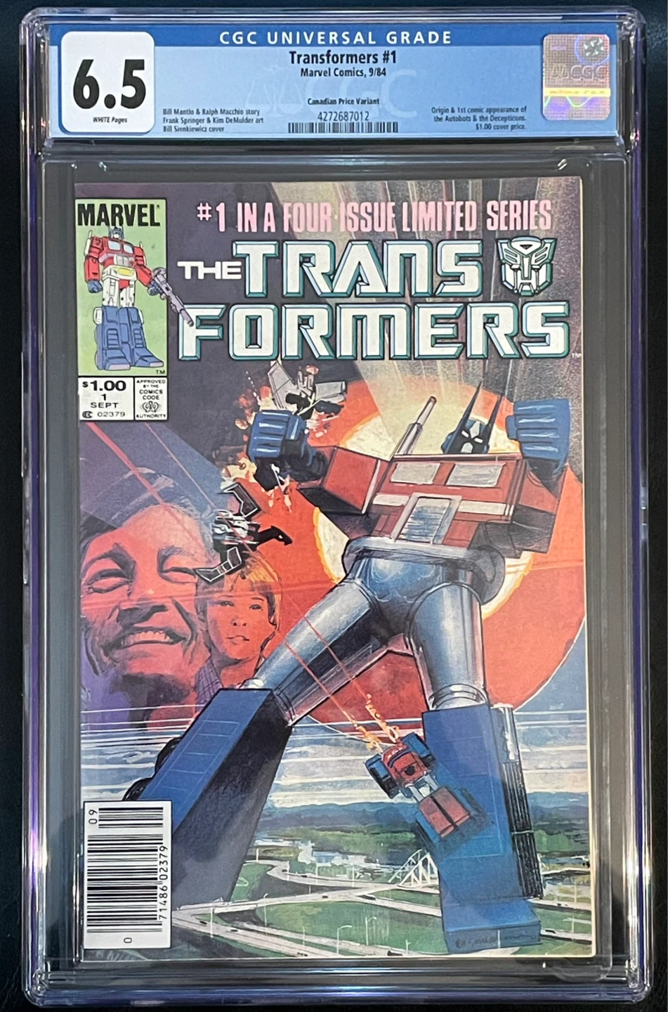 Transformers #1 CGC 6.5 Marvel Comics 9/84