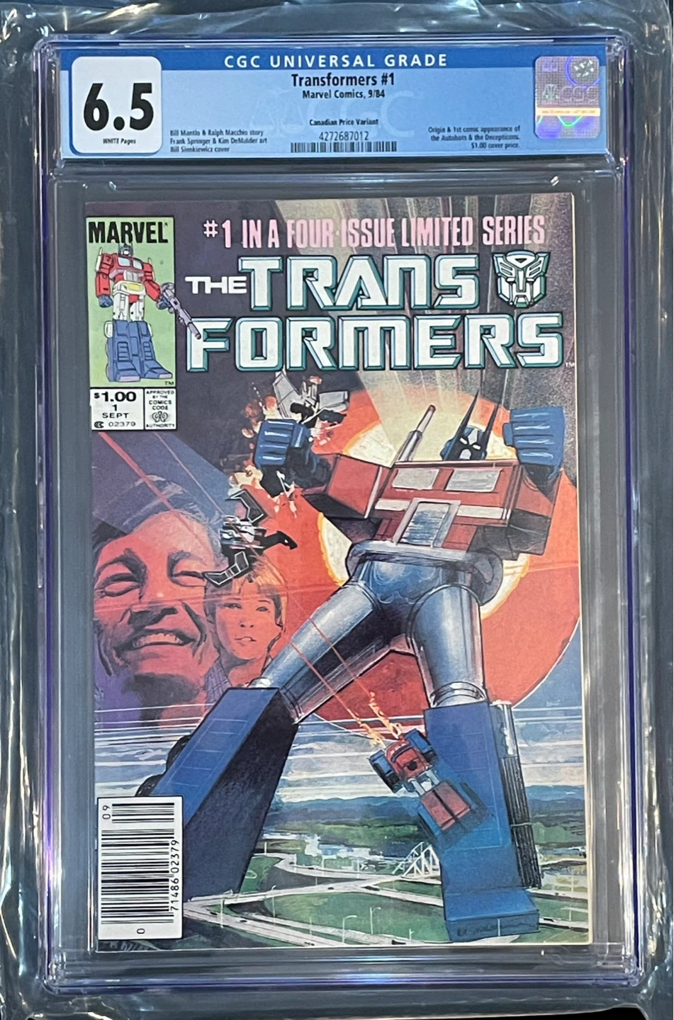 Transformers #1 CGC 6.5 Marvel Comics 9/84 - photo 3
