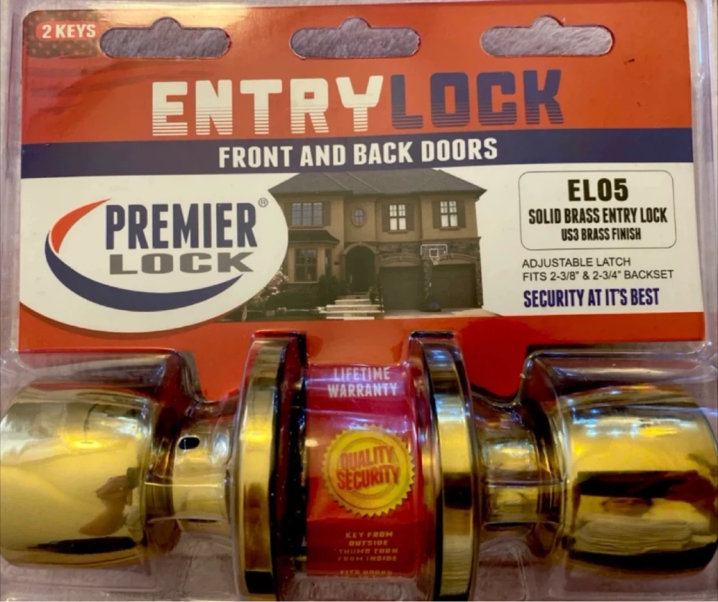 Premier Lock Entry Lock EL05 Brass Finish