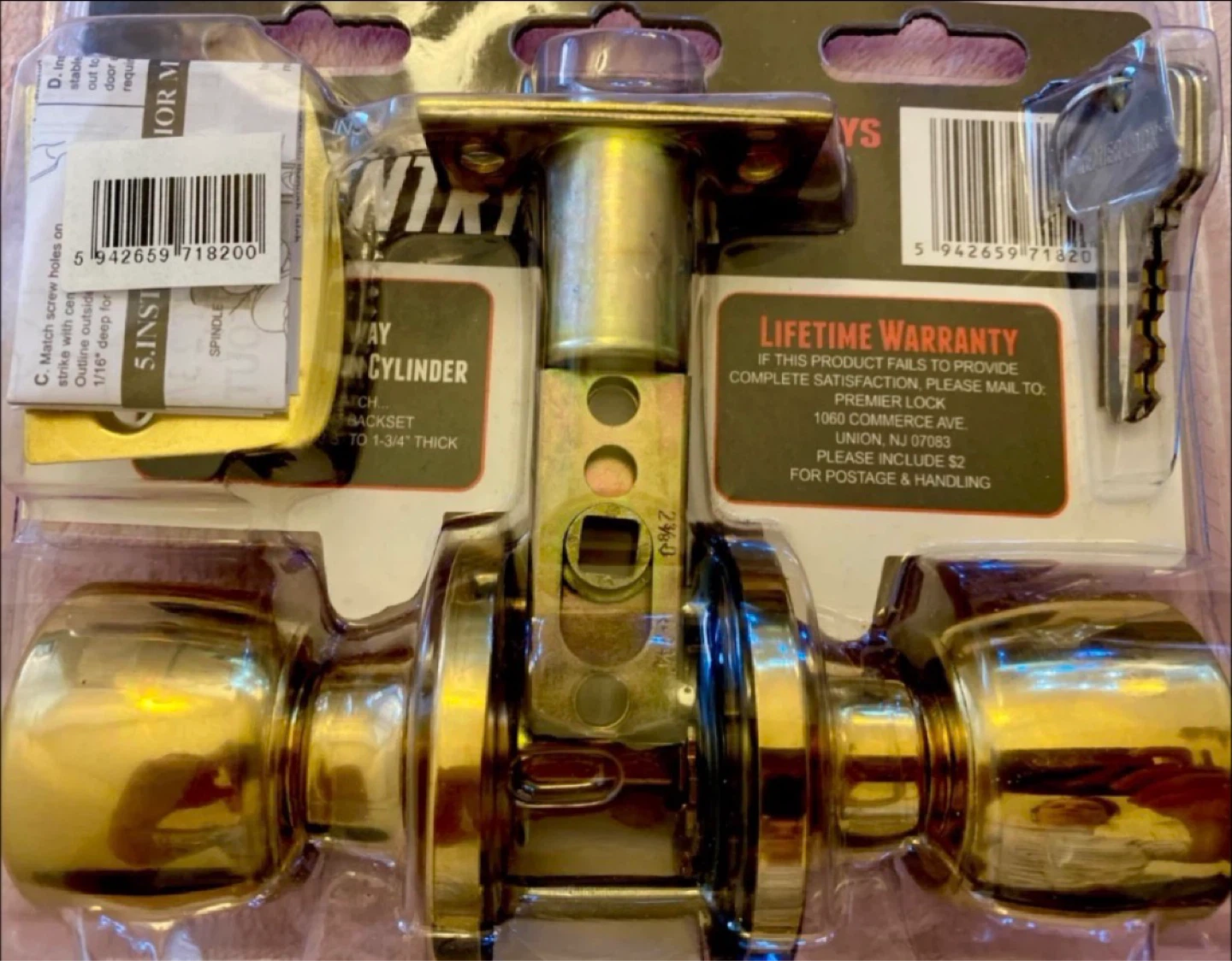 Premier Lock Entry Lock EL05 Brass Finish - photo 2