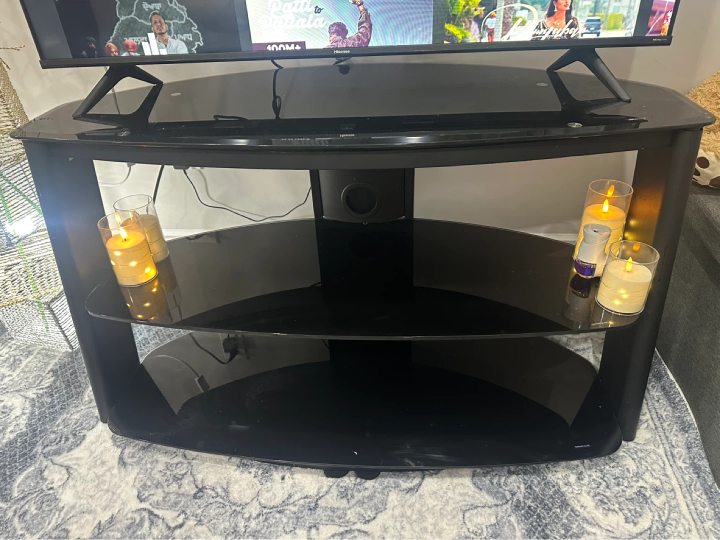 Black Glass TV Stand